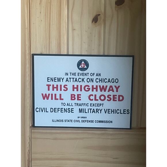 Chicago Illinois State Civil Defense Enemy Attack Highway Sign 3D Print Design - Picture 1 of 2